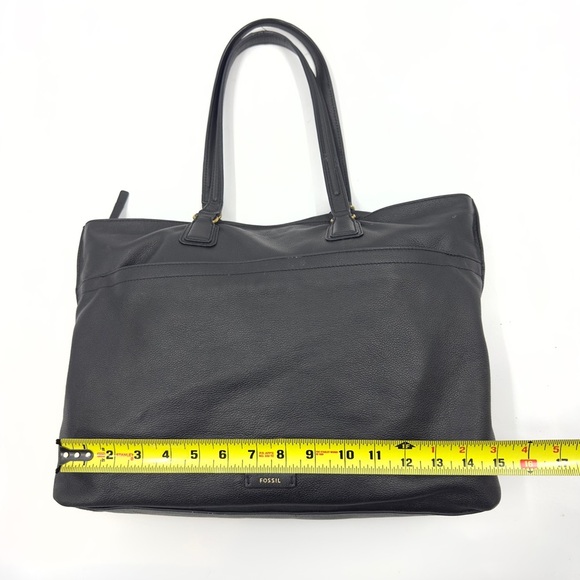 Fossil Julia Tote Black Leather Large Shoulder Bag Carryall Purse Pebbled - Picture 14 of 16